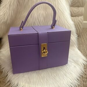 Lavender Purple Vegan Leather Jewelry, Cosmetic, Makeup Train Case Bag